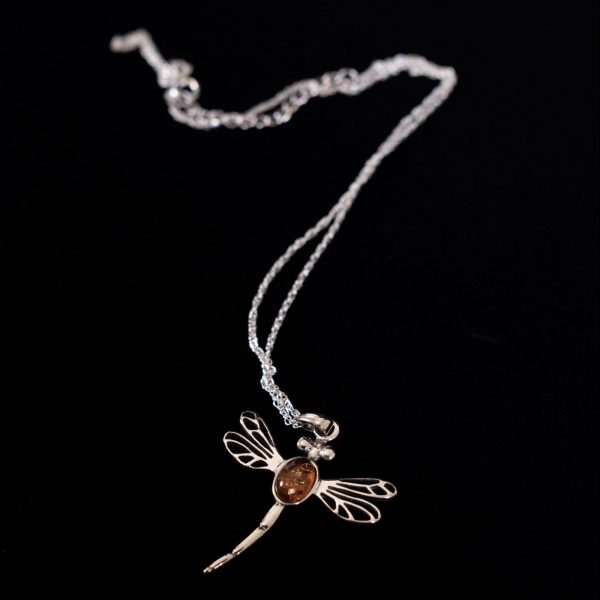 Outlander Inspired Dragonfly Pendant With Amber