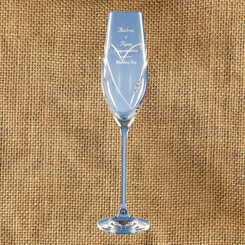 Single Diamante Champagne Flute With Heart Shaped Cutting • The Knights
